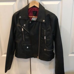 Black Faux leather motorcycle jacket never used